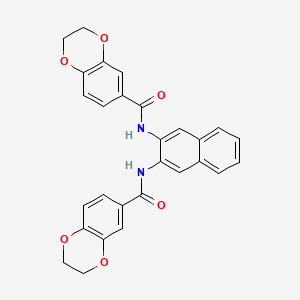 molecular formula C28H22N2O6 B2496220 N-[3-(2,3-dihydro-1,4-benzodioxine-6-amido)naphthalen-2-yl]-2,3-dihydro-1,4-benzodioxine-6-carboxamide CAS No. 477556-83-5