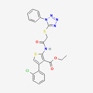 molecular formula C22H18ClN5O3S2 B2496242 ethyl 4-(2-chlorophenyl)-2-{2-[(1-phenyl-1H-1,2,3,4-tetrazol-5-yl)sulfanyl]acetamido}thiophene-3-carboxylate CAS No. 314261-11-5