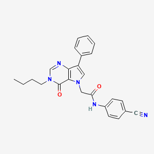 molecular formula C25H23N5O2 B2496246 2-{3-butyl-4-oxo-7-phenyl-3H,4H,5H-pyrrolo[3,2-d]pyrimidin-5-yl}-N-(4-cyanophenyl)acetamide CAS No. 1226454-66-5