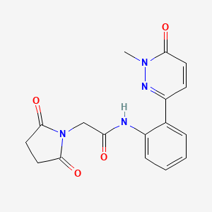 molecular formula C17H16N4O4 B2496316 2-(2,5-dioxopyrrolidin-1-yl)-N-(2-(1-methyl-6-oxo-1,6-dihydropyridazin-3-yl)phenyl)acetamide CAS No. 1797192-46-1