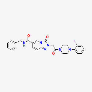 molecular formula C26H25FN6O3 B2496317 N-benzyl-2-{2-[4-(2-fluorophenyl)piperazin-1-yl]-2-oxoethyl}-3-oxo-2H,3H-[1,2,4]triazolo[4,3-a]pyridine-6-carboxamide CAS No. 1251669-92-7