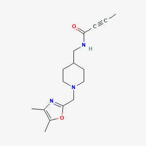 molecular formula C16H23N3O2 B2496326 N-({1-[(4,5-dimethyl-1,3-oxazol-2-yl)methyl]piperidin-4-yl}methyl)but-2-ynamide CAS No. 2411256-25-0