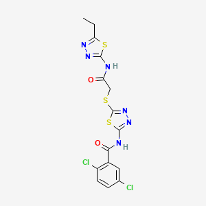2,5-dichloro-N-(5-((2-((5-ethyl-1,3,4-thiadiazol-2-yl)amino)-2-oxoethyl)thio)-1,3,4-thiadiazol-2-yl)benzamide