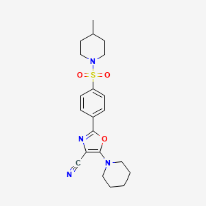 2-(4-((4-Methylpiperidin-1-yl)sulfonyl)phenyl)-5-(piperidin-1-yl)oxazole-4-carbonitrile