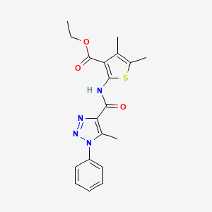 molecular formula C19H20N4O3S B2496401 ethyl 4,5-dimethyl-2-(5-methyl-1-phenyl-1H-1,2,3-triazole-4-amido)thiophene-3-carboxylate CAS No. 923113-37-5