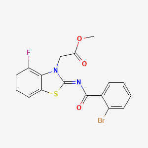 molecular formula C17H12BrFN2O3S B2496403 methyl 2-[(2Z)-2-[(2-bromobenzoyl)imino]-4-fluoro-2,3-dihydro-1,3-benzothiazol-3-yl]acetate CAS No. 865249-06-5