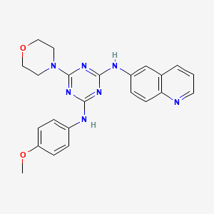 molecular formula C23H23N7O2 B2496410 N2-(4-methoxyphenyl)-6-(morpholin-4-yl)-N4-(quinolin-6-yl)-1,3,5-triazine-2,4-diamine CAS No. 946343-47-1