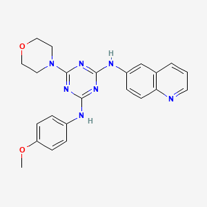 B2496410 N2-(4-methoxyphenyl)-6-morpholino-N4-(quinolin-6-yl)-1,3,5-triazine-2,4-diamine CAS No. 946343-47-1