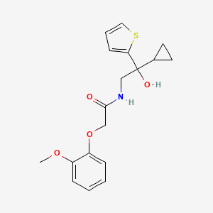 molecular formula C18H21NO4S B2496420 N-(2-cyclopropyl-2-hydroxy-2-(thiophen-2-yl)ethyl)-2-(2-methoxyphenoxy)acetamide CAS No. 1396868-38-4