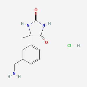 molecular formula C11H14ClN3O2 B2496469 5-(3-(Aminomethyl)phenyl)-5-methylimidazolidine-2,4-dione hydrochloride CAS No. 2171803-53-3