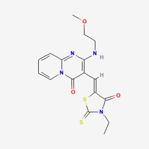 B2496482 3-[(Z)-(3-ethyl-4-oxo-2-thioxo-1,3-thiazolidin-5-ylidene)methyl]-2-[(2-methoxyethyl)amino]-4H-pyrido[1,2-a]pyrimidin-4-one CAS No. 381711-46-2