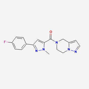 molecular formula C17H16FN5O B2496485 3-(4-fluorophenyl)-1-methyl-5-{4H,5H,6H,7H-pyrazolo[1,5-a]pyrazine-5-carbonyl}-1H-pyrazole CAS No. 2034545-47-4