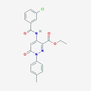 molecular formula C21H18ClN3O4 B2496510 ethyl 4-(3-chlorobenzamido)-1-(4-methylphenyl)-6-oxo-1,6-dihydropyridazine-3-carboxylate CAS No. 941885-83-2
