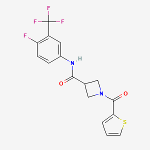 molecular formula C16H12F4N2O2S B2496520 N-[4-fluoro-3-(trifluoromethyl)phenyl]-1-(thiophene-2-carbonyl)azetidine-3-carboxamide CAS No. 1286711-08-7