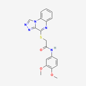 molecular formula C19H17N5O3S B2496536 N-(3,4-DIMETHOXYPHENYL)-2-{[1,2,4]TRIAZOLO[4,3-A]QUINOXALIN-4-YLSULFANYL}ACETAMIDE CAS No. 1358741-29-3