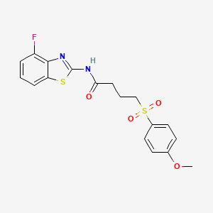 molecular formula C18H17FN2O4S2 B2496585 N-(4-fluoro-1,3-benzothiazol-2-yl)-4-(4-methoxybenzenesulfonyl)butanamide CAS No. 941879-11-4
