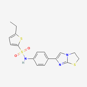 molecular formula C17H17N3O2S3 B2496596 N-(4-(2,3-dihydroimidazo[2,1-b]thiazol-6-yl)phenyl)-5-ethylthiophene-2-sulfonamide CAS No. 893984-96-8