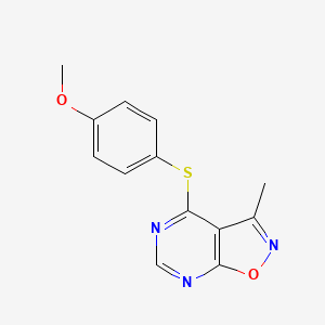 molecular formula C13H11N3O2S B2496597 Methyl 4-[(3-methylisoxazolo[5,4-d]pyrimidin-4-yl)sulfanyl]phenyl ether CAS No. 478045-21-5