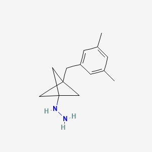 molecular formula C14H20N2 B2496609 [3-[(3,5-Dimethylphenyl)methyl]-1-bicyclo[1.1.1]pentanyl]hydrazine CAS No. 2287299-29-8