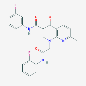 molecular formula C24H18F2N4O3 B2496612 N-(3-fluorophenyl)-1-(2-((2-fluorophenyl)amino)-2-oxoethyl)-7-methyl-4-oxo-1,4-dihydro-1,8-naphthyridine-3-carboxamide CAS No. 1251632-69-5