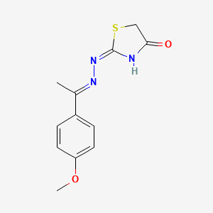 (2E)-2-[(E)-2-[1-(4-methoxyphenyl)ethylidene]hydrazin-1-ylidene]-1,3-thiazolidin-4-one