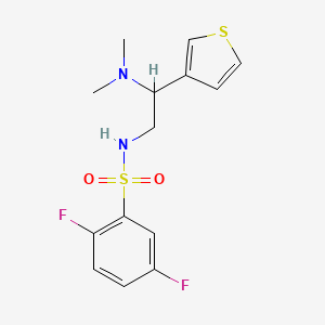 molecular formula C14H16F2N2O2S2 B2496653 N-(2-(dimethylamino)-2-(thiophen-3-yl)ethyl)-2,5-difluorobenzenesulfonamide CAS No. 946248-70-0
