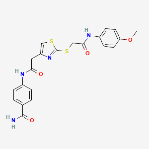 4-(2-(2-((2-((4-Methoxyphenyl)amino)-2-oxoethyl)thio)thiazol-4-yl)acetamido)benzamide