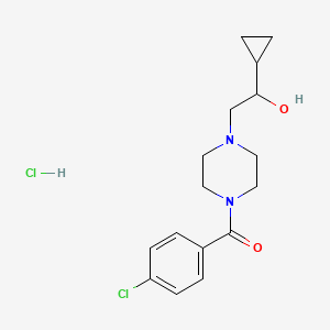 molecular formula C16H22Cl2N2O2 B2496662 2-[4-(4-chlorobenzoyl)piperazin-1-yl]-1-cyclopropylethan-1-ol hydrochloride CAS No. 1396711-51-5