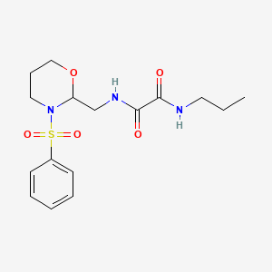 molecular formula C16H23N3O5S B2496680 N1-((3-(phenylsulfonyl)-1,3-oxazinan-2-yl)methyl)-N2-propyloxalamide CAS No. 872880-99-4