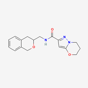 molecular formula C17H19N3O3 B2496692 N-(isochroman-3-ylmethyl)-6,7-dihydro-5H-pyrazolo[5,1-b][1,3]oxazine-2-carboxamide CAS No. 2034319-78-1