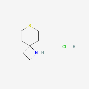 molecular formula C7H14ClNS B2496697 7-Thia-1-azaspiro[3.5]nonane hydrochloride CAS No. 2241129-84-8