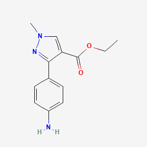molecular formula C13H15N3O2 B2496704 Ethyl 3-(4-aminophenyl)-1-methylpyrazole-4-carboxylate CAS No. 2248374-89-0