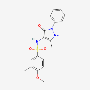 molecular formula C19H21N3O4S B2496713 N-(1,5-dimethyl-3-oxo-2-phenyl-2,3-dihydro-1H-pyrazol-4-yl)-4-methoxy-3-methylbenzenesulfonamide CAS No. 723738-32-7