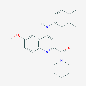 molecular formula C24H27N3O2 B2496714 N-(3,4-dimethylphenyl)-6-methoxy-2-(piperidine-1-carbonyl)quinolin-4-amine CAS No. 1226451-29-1