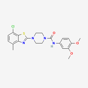 molecular formula C21H23ClN4O3S B2496732 4-(7-chloro-4-methyl-1,3-benzothiazol-2-yl)-N-(3,4-dimethoxyphenyl)piperazine-1-carboxamide CAS No. 1209772-07-5