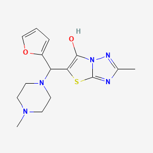 molecular formula C15H19N5O2S B2496741 5-(Furan-2-yl(4-methylpiperazin-1-yl)methyl)-2-methylthiazolo[3,2-b][1,2,4]triazol-6-ol CAS No. 851970-00-8