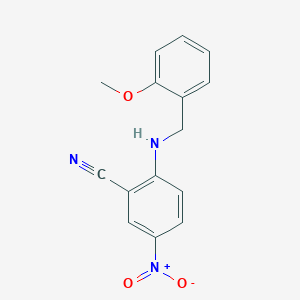molecular formula C15H13N3O3 B2496747 2-[(2-Methoxybenzyl)amino]-5-nitrobenzonitrile CAS No. 785798-40-5