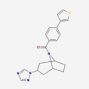 molecular formula C20H20N4OS B2496748 8-[4-(thiophen-3-yl)benzoyl]-3-(1H-1,2,4-triazol-1-yl)-8-azabicyclo[3.2.1]octane CAS No. 2309597-96-2
