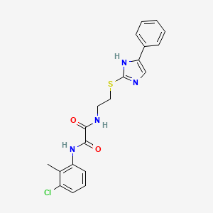 molecular formula C20H19ClN4O2S B2496762 N'-(3-chloro-2-methylphenyl)-N-{2-[(4-phenyl-1H-imidazol-2-yl)sulfanyl]ethyl}ethanediamide CAS No. 897457-40-8