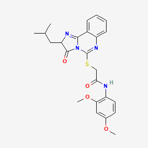 molecular formula C24H26N4O4S B2496765 N-(2,4-dimethoxyphenyl)-2-{[2-(2-methylpropyl)-3-oxo-2H,3H-imidazo[1,2-c]quinazolin-5-yl]sulfanyl}acetamide CAS No. 1023815-60-2