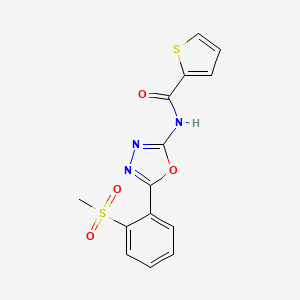 molecular formula C14H11N3O4S2 B2496786 N-[5-(2-methanesulfonylphenyl)-1,3,4-oxadiazol-2-yl]thiophene-2-carboxamide CAS No. 886921-52-4