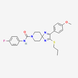 molecular formula C24H27FN4O2S B2496803 N-(4-FLUOROPHENYL)-2-(4-METHOXYPHENYL)-3-(PROPYLSULFANYL)-1,4,8-TRIAZASPIRO[4.5]DECA-1,3-DIENE-8-CARBOXAMIDE CAS No. 894879-90-4