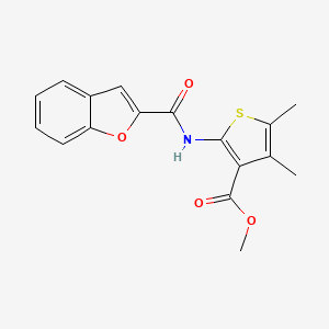 molecular formula C17H15NO4S B2496808 METHYL 2-(1-BENZOFURAN-2-AMIDO)-4,5-DIMETHYLTHIOPHENE-3-CARBOXYLATE CAS No. 868154-04-5