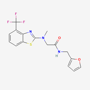 molecular formula C16H14F3N3O2S B2496810 N-(furan-2-ylmethyl)-2-(methyl(4-(trifluoromethyl)benzo[d]thiazol-2-yl)amino)acetamide CAS No. 1396879-26-7