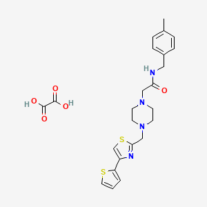 molecular formula C24H28N4O5S2 B2496821 N-(4-methylbenzyl)-2-(4-((4-(thiophen-2-yl)thiazol-2-yl)methyl)piperazin-1-yl)acetamide oxalate CAS No. 1351590-78-7