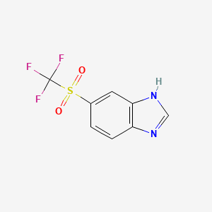 molecular formula C8H5F3N2O2S B2496823 5-[(Trifluoromethyl)sulphonyl]-1H-benzimidazole CAS No. 1417341-55-9
