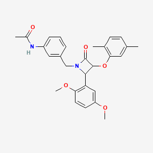 molecular formula C28H30N2O5 B2496836 N-(3-{[2-(2,5-dimethoxyphenyl)-3-(2,5-dimethylphenoxy)-4-oxoazetidin-1-yl]methyl}phenyl)acetamide CAS No. 1209437-42-2