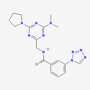 molecular formula C18H22N10O B2496862 N-((4-(dimethylamino)-6-(pyrrolidin-1-yl)-1,3,5-triazin-2-yl)methyl)-3-(1H-tetrazol-1-yl)benzamide CAS No. 2034574-68-8