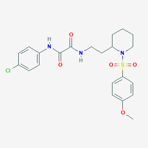 molecular formula C22H26ClN3O5S B2496864 N'-(4-chlorophenyl)-N-{2-[1-(4-methoxybenzenesulfonyl)piperidin-2-yl]ethyl}ethanediamide CAS No. 898450-58-3
