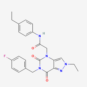 molecular formula C24H24FN5O3 B2496877 2-(2-ethyl-6-(4-fluorobenzyl)-5,7-dioxo-6,7-dihydro-2H-pyrazolo[4,3-d]pyrimidin-4(5H)-yl)-N-(4-ethylphenyl)acetamide CAS No. 951616-36-7